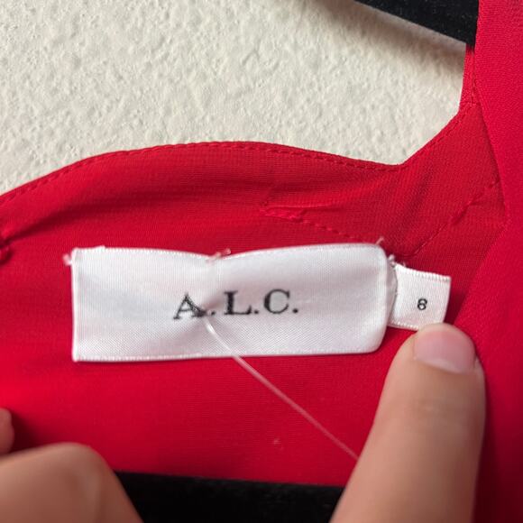 NWT NEW A.L.C. Eve Scalloped Mini Dress in Crimson Red Size 8 - Picture 5 of 7